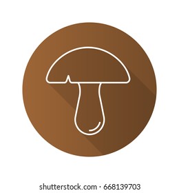 Mushroom flat linear long shadow icon. Vector outline symbol