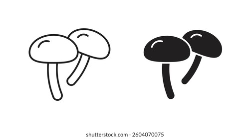 Mushroom flat and liner vector icons set