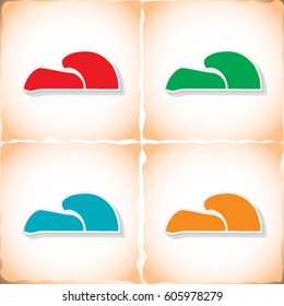 Mushroom. Flat sticker with shadow on old paper. Vector illustration