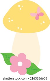 Mushroom with flower vector illustration