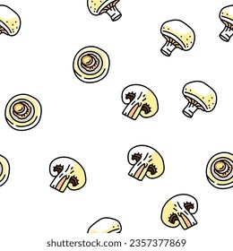 mushroom food forest fungi vector seamless pattern thin line illustration