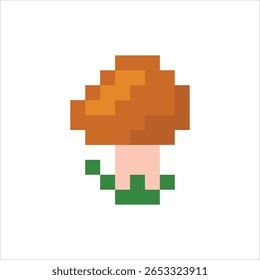 Champignon. Éléments de jeux alimentaires. Environnement pour Retro 8 bits icônes pour le jeu de Vidéo de plate-forme de la vieille école. Pixel art. Illustration vectorielle isolée sur fond blanc.