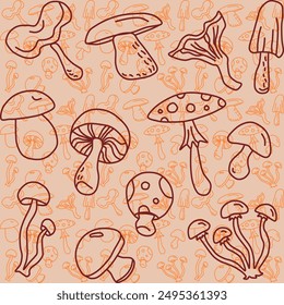 mushroom food line art ombre orange brush stroke allover endless abstract seamless geometric graphic watercolor pastel print pattern artwork graphic vector ethnic simple template wallpaper 
