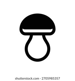 Recolección de hongos. Icono de Vector de trazo delineado con detalles rellenos de negro.