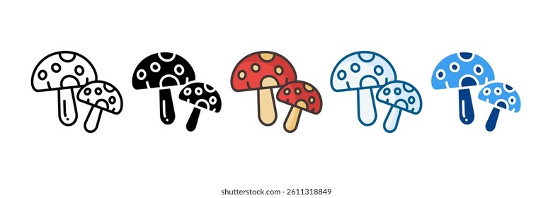 Mushroom Foray Icon Set Multiple Style Collection