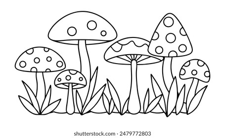 Mushroom Forest Line Art illustration