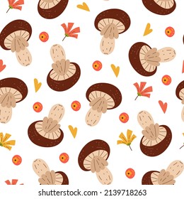 Mushroom forest seamless design element cartoon pattern