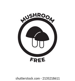 Mushroom free label icon in black flat glyph, filled style isolated on white background