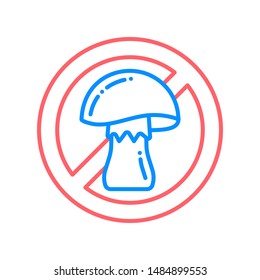 Mushroom free line color icon. Allergenic ingredient. Food intolerance. Sign for web page, mobile app, button, logo. Vector isolated button. Editable stroke.