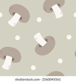 Mushroom Fresh Food Illustration Seamless Pattern Background 