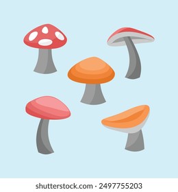 Mushroom Fungi Flat Vector Set