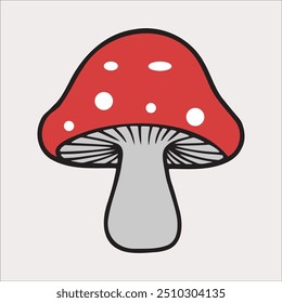 mushroom fungi  vector art illustration.