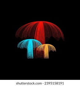 Mushroom fungus vector illustration isolated on black background