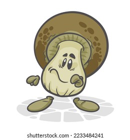 Mushroom. Funny vegetables. Cute cartoon character. Vector illustration isolated on white background