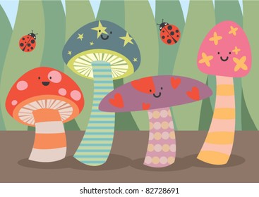 mushroom garden vector/illustration