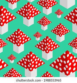 Mushroom Geometric pattern seamless. autumn background. Baby fabric texture