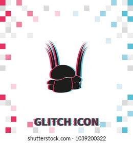 Mushroom  glitch effect vector icon.