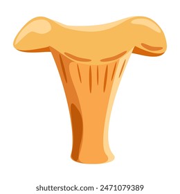 Mushroom golden chanterelle in flat technique, vector illustration 