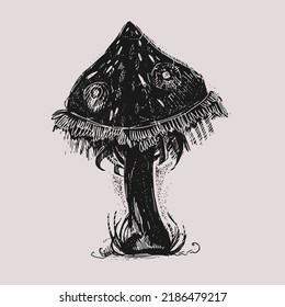 Mushroom graphic vector art drawing.