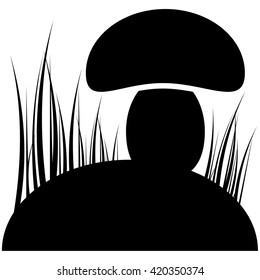 Mushroom in the grass on a hill