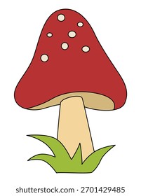 A mushroom with grass vector illustration