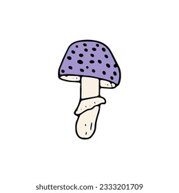 Mushroom, great design for any purposes. Doodle vector illustration. Edible mushrooms and toadstools. Healthy food illustration. Autumn forest plants sketches for textiles, wallpaper, coloring