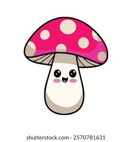 Mushroom with green grass Flat vector illustration