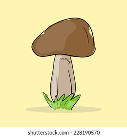 Mushroom with green grass vector illustration