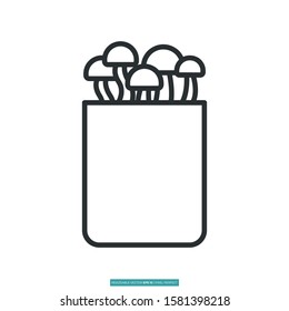 Mushroom Grow in Bag icon vector illustration logo template for many purpose. Isolated on white background.