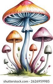 mushroom growing art design illustration premium quality