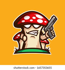 Mushroom Gun Mascot Logo Design