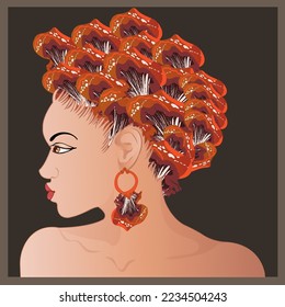 mushroom hair style woman illustration.