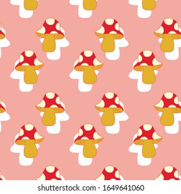 mushroom hand drawn pattern template vector background