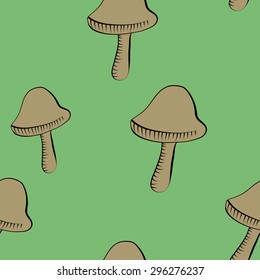 Mushroom Hand Drawn Sketchy Seamless Pattern