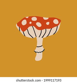 Mushroom  hand drawn vector illustration in trendy flat cartoon style.Isolated.