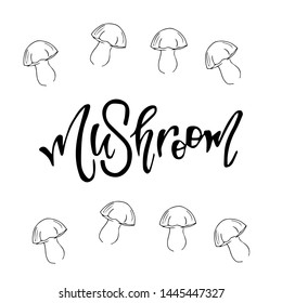 Mushroom hand drawn vector. Isolated Sketch organic food drawing template.  Great for menu, label, product packaging