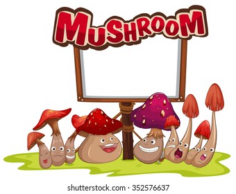 Mushroom with happy face illustration