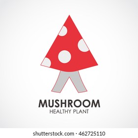 Mushroom of health plant abstract vector and logo design or template organic food business icon of company identity symbol concept