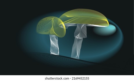 
Mushroom hologram. Abstract psychodelic mushrooms background