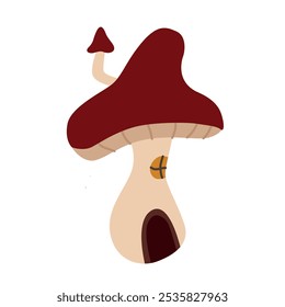 mushroom house autumn illustration . vector illustration of russula mushroom