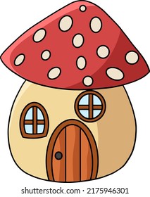 Mushroom House Cartoon Colored Clipart