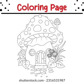 Mushroom house coloring page