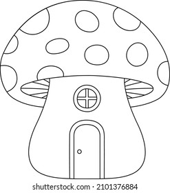 Mushroom House Coloring Page Kids Stock Vector (Royalty Free) 2101376884