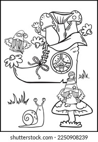 Mushroom House Coloring Pages for kids