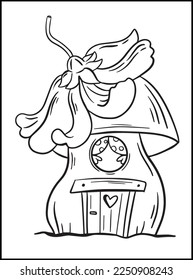 Mushroom House Coloring Pages for kids