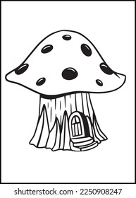 Mushroom House Coloring Pages for kids