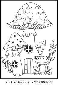Mushroom House Coloring Pages for kids