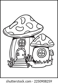 Mushroom House Coloring Pages for kids