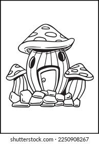 Mushroom House Coloring Pages for kids