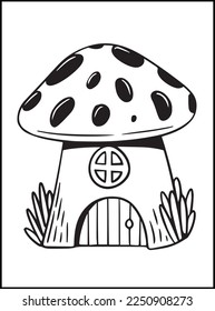 Mushroom House Coloring Pages for kids